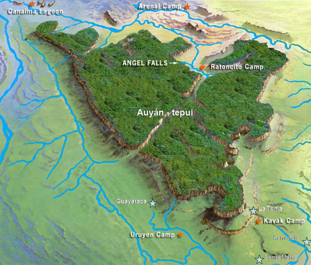  คำอธิบายภาพ : Auyantepui-Map-big 